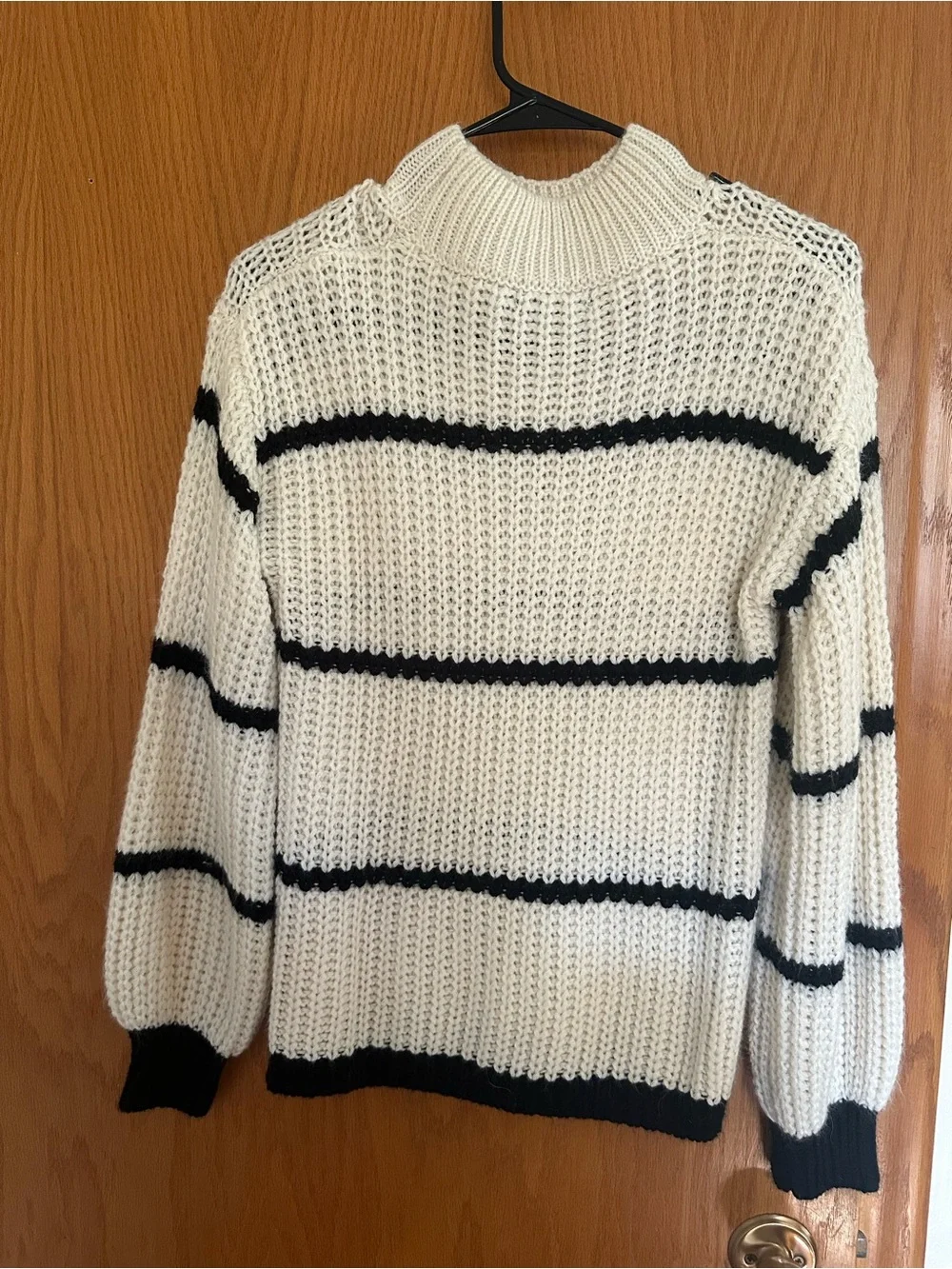 White and black striped sweater